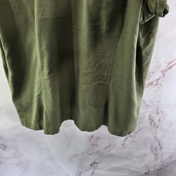 Columbia Shirt Womens XL Green Linen Button Vintage Camp Short Sleeve Mandarin - Picture 8 of 13